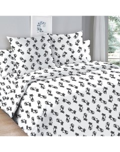 Комплект постельного белья бязь полутораспальный 58187101 Кошки черные Котбаюн