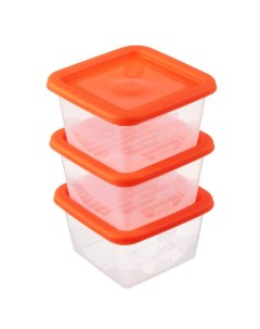 Рыжий Набор контейнеров для продуктов квадратных 0 33л 3шт пластик Рыжий кот