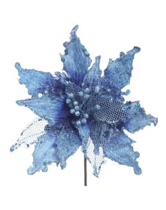 Цветок искусственный Пуансеттия 30x30x25 см 262270 Синий Flando