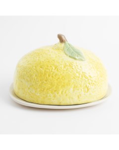 Масленка 18 см керамика овальная желтая Лимон Sicily in bloom Kuchenland