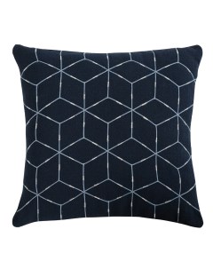 Подушка декоративная из хлопка фактурного плетения темно синего цвета essential 45х45 Tkano