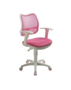 Кресло с подлокотникам розовый спинка сетка белый пластик CH W797 PK TW 13A Бюрократ