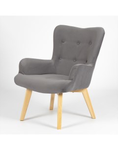 Кресло в гостиную Комфорт 7 серый велюр высокая спинка Divan24
