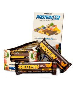 Протеиновые батончики Protein Bar банан темная глазурь 24 шт по 50 г Ironman