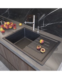 Кухонная мойка ML GM19 из искусственного мрамора с крылом черная Mixline