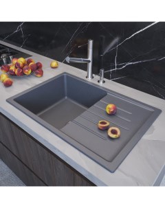 Кухонная мойка ML GM19 из искусственного мрамора с крылом графит Mixline