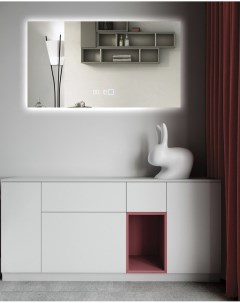 Зеркало для ванной Qwerty 50x70 горизонтальное с часами с нейтральной LED подсветкой Nobrand