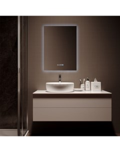 Зеркало для ванной Qwerty 180x60 прямоугольное вертикальное c часами и подогревом Nobrand