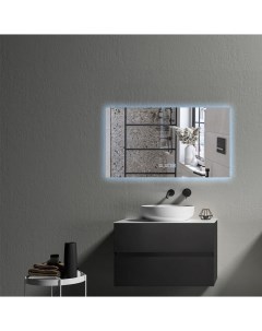 Зеркало для ванной Qwerty 90x140 прямоугольное горизонтальное c часами и подогревом Nobrand