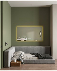 Зеркало для ванной Qwerty 100 120 горизонтальное с часами с тёплой LED подсветкой Nobrand