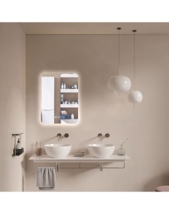 Зеркало для ванной Prisma 90 70 прямоугольное вертикальное c часами и подогревом Nobrand