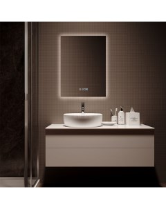 Зеркало для ванной Qwerty 120x100 прямоугольное вертикальное c часами и подогревом Nobrand