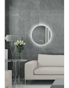 Зеркало для ванной Sun D50 круглое с часами парящее с нейтральной LED подсветкой Nobrand