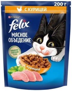 Сухой корм для кошек Мясное объедение курица 200 г Felix