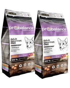 Сухой корм для собак Adult Gourmet Diet с говядиной и кроликом 2 шт по 15 кг Probalance
