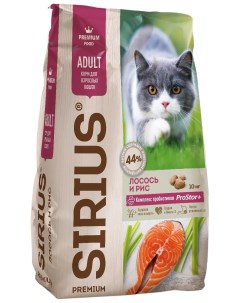 Сухой корм для взрослых кошек Premium Adult Лосось и рис 10 кг Сириус