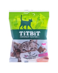 Лакомство для кошек Хрустящие подушечки с паштетом из говядины 30 г Titbit