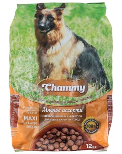 Сухой корм для собак для крупных пород мясное ассорти 12 кг Chammy