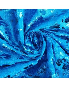 Ткань Плюш с блестящим узором цвет голубой 100х150 см Страна карнавалия