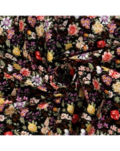 Ткань Бязь мелкий цветочек на черном хлопок 100х150 см Страна карнавалия