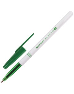 Ручка шариковая Офисная зеленая корпус белый 141511 48 шт Brauberg