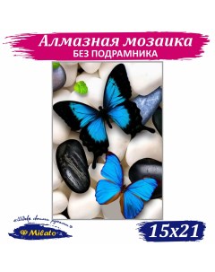 Алмазная мозаика Бабочки на камнях SM 021 без подрамника 21х15см Милато