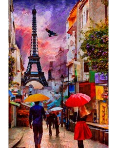 Алмазная мозаика Париж после дождя 30х40 см Рыжий кот