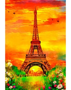 Алмазная мозаика Огненные закаты Парижа 30х40 см Рыжий кот