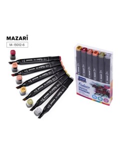 Набор маркеров для скетчинга Fantasia Wood colors 6 шт Mazari