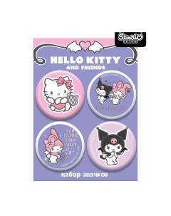 Значок Hello Kitty металл разноцветный 4 шт Priority