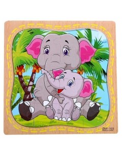 Пазл в рамке Слонёнок и мама Nobrand