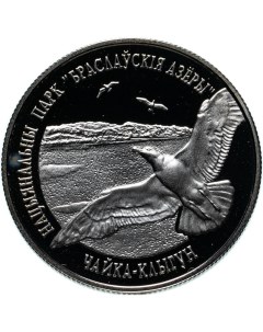 Монета 1 рубль Нац парк Браславские озера Чайка серебристая Беларусь 2003 PF Mon loisir