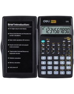 Калькулятор инженерный E1711 8 2 разрядный черный Deli
