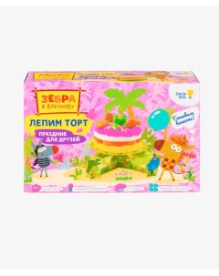 Набор для детской лепки из легкого пластилина Лепим торт с Зеброй в клеточку Genio kids