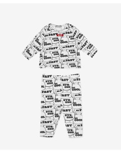 Пижама для малыша из мягкого трикотажа с черно белым рисунком Gulliver