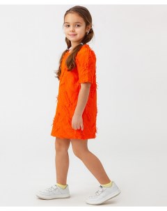 Платье с вышивкой в виде перьев оранжевое Button blue