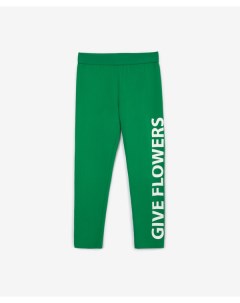 Леггинсы яркие с вертикальным принтом зеленые для девочек Gulliver