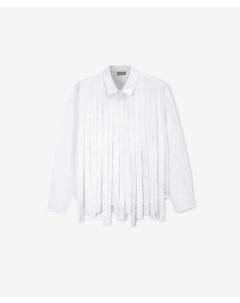 Рубашка с отлетными элементами из текстильных полос разной длины белая для девочек Gulliver