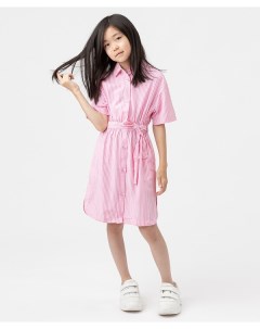 Платье рубашка в мелкую полоску розовое Button blue