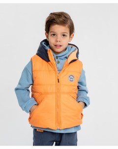 Жилет утепленный с капюшоном стёганный оранжевый для мальчика Button blue