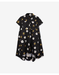 Платье рубашечного кроя с удлиненной линией спинки черное для девочек Gulliver