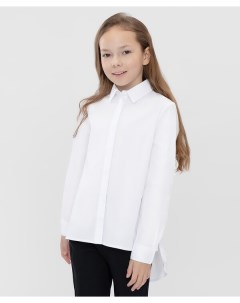 Блузка классическая с удлиненной спинкой белая Button blue