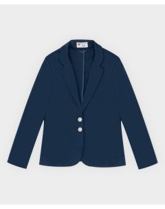 Пиджак из плотного трикотажа укороченный синий Button blue