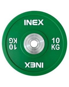 Олимпийский диск в уретане 10кг PU Bumper Plate TF P2100 10 зеленый белый Inex