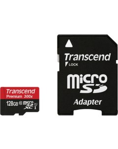 Карта памяти MicroSDXC 128GB TS128GUSDU1 Class 10 UHS I SD адаптер Transcend
