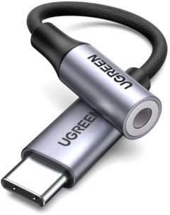 Переходник AV161 80154 USB C to 3 5mm M F в оболочке с оплёткой 10см цвет серый космос Ugreen