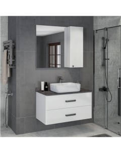 Мебель для ванной Амстердам 95 с черной столешницей белая раковина T Y9378 Comforty
