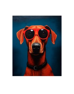 Картина на холсте Пес в красных очках 40x50 см Fbrush