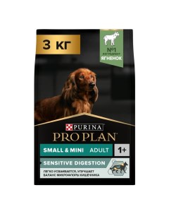 Корм для собак для мелких и карликовых пород с чувствит пищеварением ягненок сух 3кг Pro plan