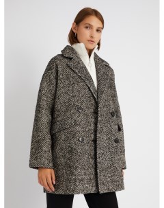 Укороченное пальто оверсайз силуэта без утеплителя с узором в полоску Zolla